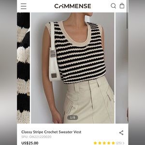 Commense Classy Stripe Crochet Sweater Vest